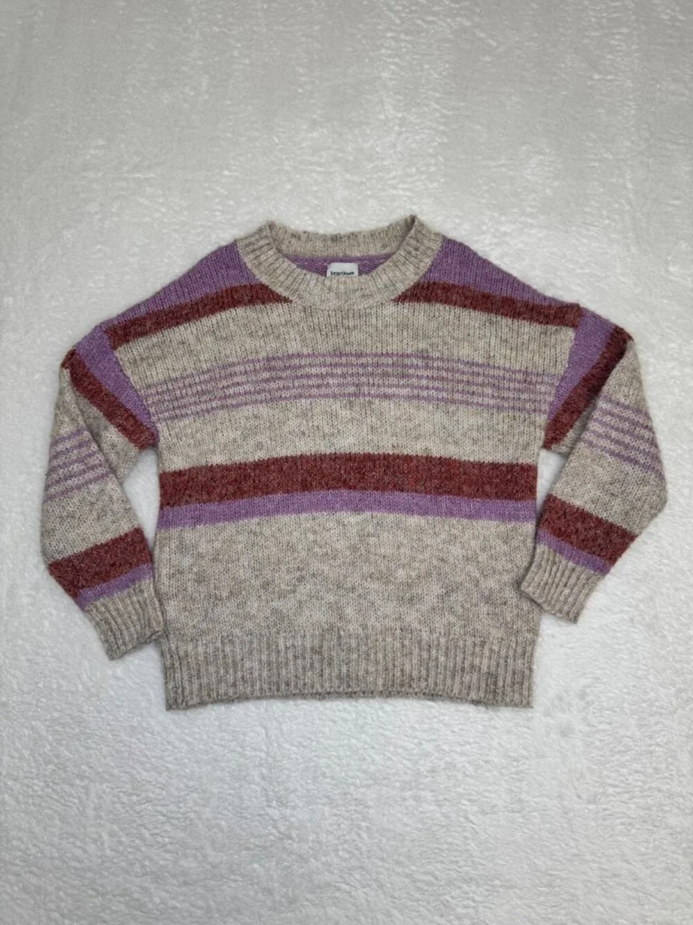 Heartloom Laylana Oatmeal Lilac Rust Striped Knit Sweater M
